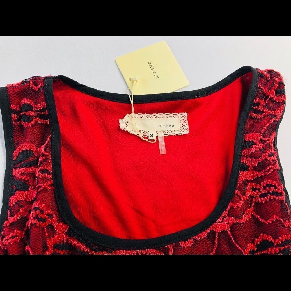AREVE Red Black Lace Dress NWT S - Picture 9 of 9